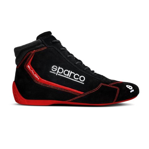 Driving Shoe - Slalom - Mid-Top - SFI 3.3/5 - FIA Approved - Suede Outer - Fire Retardant Inner - Black / Red - Euro 42 - Pair