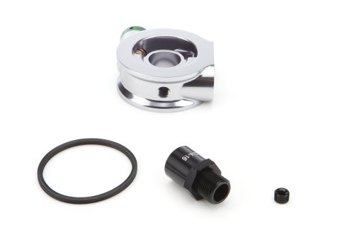 Oil Filter Adapter - Sandwich - HyperFlow - 3/4-16 in Filter Thread - 12 AN Male Inlet - 12 AN Male Outlet - Aluminum - Clear Anodized - Each