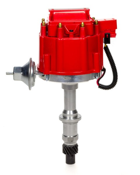Distributor - Ready-To-Run - Magnetic Pickup - Vacuum Advance - HEI Style Terminal - Red - Pontiac V8 - Each