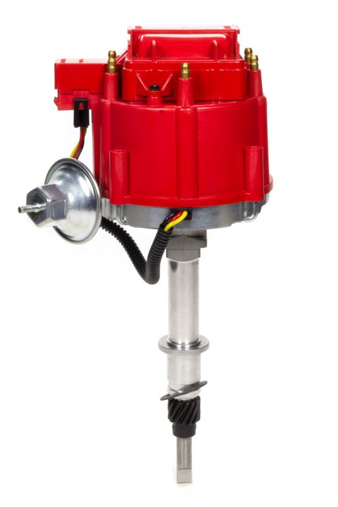 Distributor - Ready-To-Run - Magnetic Pickup - Vacuum Advance - HEI Style Terminal - Red - Jeep Inline-6 - Each