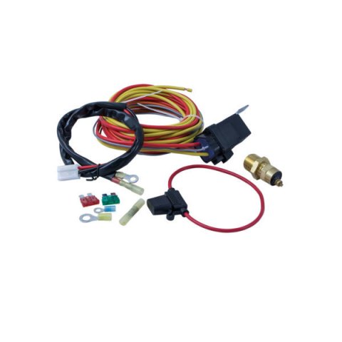 Fan Controller - 185 Degree F On - 165 Degree F Off - 3/8 in NPT Thread Temperature Sensor - Harness / Relay - Universal - Kit
