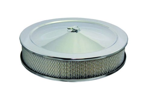 Air Cleaner Assembly - High Dome - 14 in Round - 3 in Element - 5-1/8 in Carb Flange - Dropped Base - Steel - Chrome - Kit