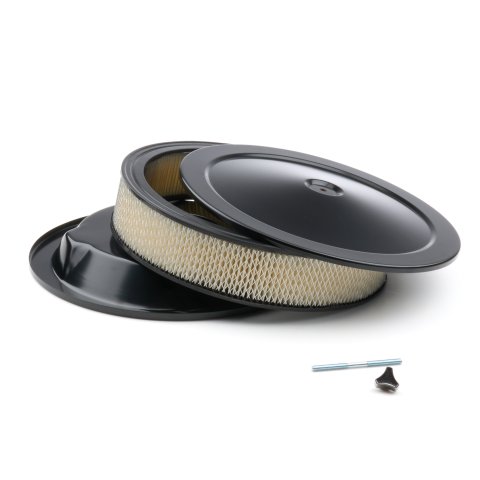 Air Cleaner Assembly - High Dome - 14 in Round - 3 in Element - 5-1/8 in Carb Flange - Dropped Base - Steel - Black Powder Coat - Kit
