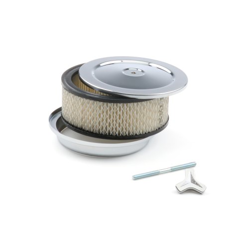Air Cleaner Assembly - High Dome - 6 in Round - 2 in Element - 5-1/8 in Carb Flange - Raised Base - Steel - Chrome - Kit