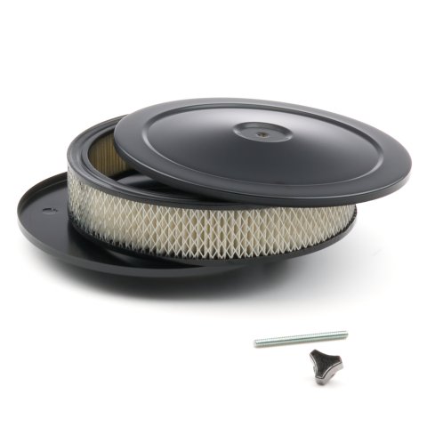 Air Cleaner Assembly - 10 in Round - 2 in Element - 5-1/8 in Carb Flange - Raised Base - Steel - Black Paint - Kit