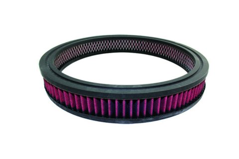 Air Filter Element - Round - 14 in Diameter - 2 in Tall - Wire Mesh Included - Reusable Cotton - Red - Universal - Each
