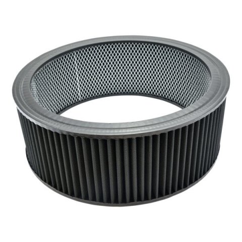 Air Filter Element - Round - 14 in Diameter - 5 in Tall - Wire Mesh Included - Reusable Cotton - Black - Universal - Each