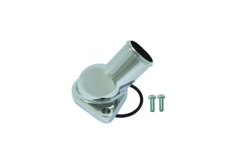 Water Neck - 45 Degree - 1-1/2 in ID Hose - O-Ring - Hardware Included - Steel - Chrome - Chevy V8 - Each