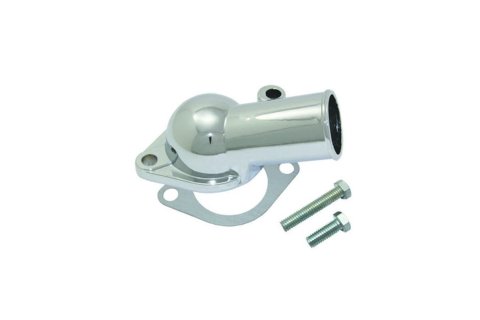 Water Neck - 75 Degree - 1-1/2 in ID Hose - Hardware Included - Steel - Chrome - Chevy V8 - Each