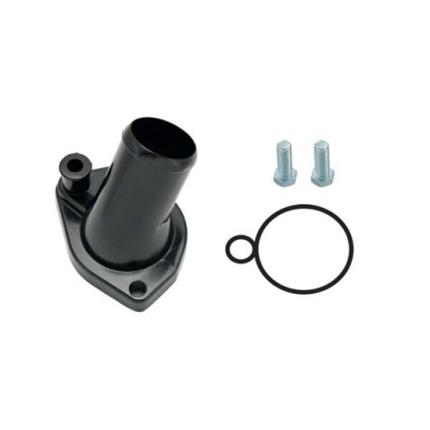 Water Neck - 15 Degree - 1-1/2 in ID Hose - O-Ring - Hardware Included - Steel - Black Paint - Small Block Ford - Each