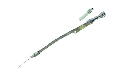 Engine Oil Dipstick - Flexible - Block Mount - Braided Stainless - Aluminum - Chrome - Mopar Gen III Hemi - Each