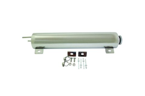Overflow Tank - 52 oz - 16 in Tall - 4 in Diameter - 1/4 in Hose Barb Inlet - 1/4 in Hose Barb Outlet - Stainless - Polished - Each