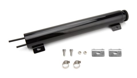 Overflow Tank - 22 oz - 15 in Tall - 2 in Diameter - 1/4 in Hose Barb Inlet - 1/4 in Hose Barb Outlet - Stainless - Black Powder Coat - Each