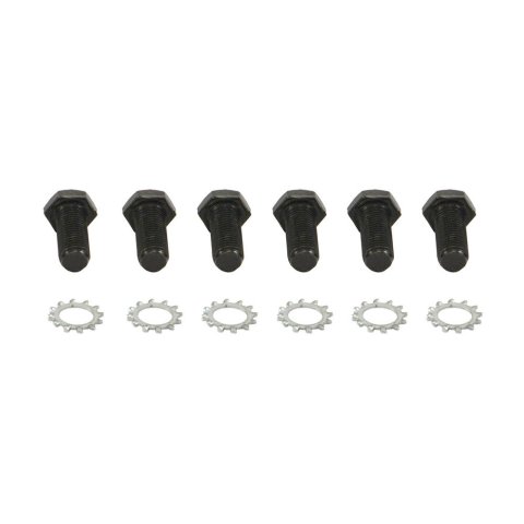 Flywheel Bolt Kit - 7/16-20 in Thread - 1.000 in Long - Hex Head - Steel - Black Oxide - 2-Piece Seal - GM V6 / V8 - Set of 6