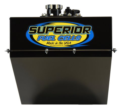 Fuel Cell and Can - 16 gal - SFI - 20.75 in Deep x 16.5 in Wide - 10 AN Male Outlet - 8 AN Male Return - 6 AN Rollover Valve - Foam - Steel - Black Powder Coat - Dirt Late Model / Modified - Each