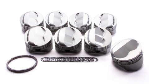 Piston - 350 Dome - Forged - 4.040 in Bore - 1/16 x 1/16 x 3/16 in Ring Grooves - Plus 7.00 cc - Small Block Chevy - Set of 8