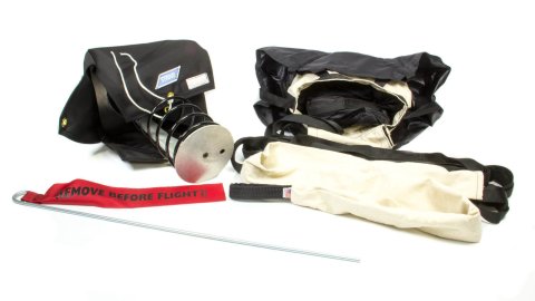 Drag Parachute - Pro Stock - 180-200 MPH - Spring Launcher - Nylon Pack / Pilot Parachute - Black - Kit