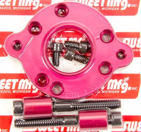 Power Steering Pump Adapter - Aluminum - Red Anodized - Sweet PTO Pump - Kit