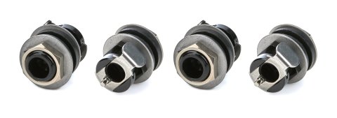 Tire Pressure Relief Valve - 5/8 in Wheel Hole - Aluminum - Black Anodized - Schrader / Tire Pressure Relief Valves - Set of 4