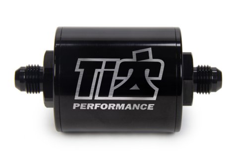 Fuel Filter - In-Line - 100 Micron - Stainless Element - 6 AN Male Inlet - 6 AN Male Outlet - Aluminum - Black Anodized - Each