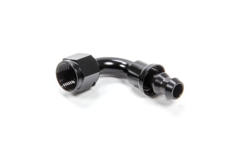 Fitting - Hose End - 90 Degree - 6 AN Hose Barb to 6 AN Female - Aluminum - Black Anodized - Each