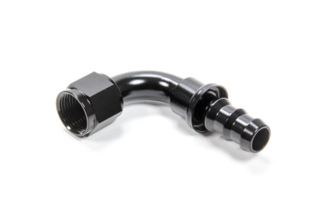 Fitting - Hose End - 90 Degree - 10 AN Hose Barb to 10 AN Female - Aluminum - Black Anodized - Each