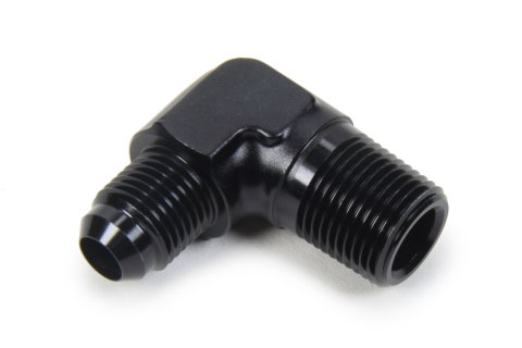 Fitting - Adapter - 90 Degree - 6 AN Male to 3/8 in NPT Male - Aluminum - Black Anodized - Each
