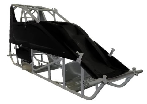 Chassis Kit - X Wedge - Inside the Rail - Plus 2 in - 87/40 - Black Body and Tin - Chromoly - Natural - Triple X Sprint Car - Kit
