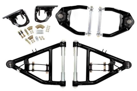 Lowering Kit - CornerMax - 0-2 in Front - Upper / Lower Control Arms / Brackets / Hardware - Steel - Black Powder Coat - GM Fullsize Truck 1963-70 - Kit