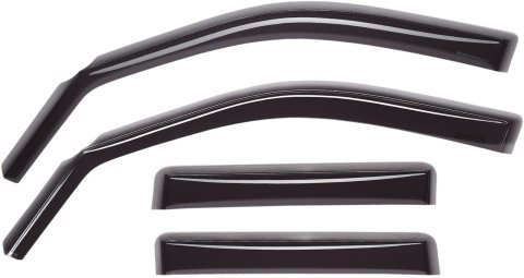 Side Window Visor - Front / Rear - 3 mm Thick - Snap-In / Stick-On - Plastic - Dark Smoke - Super Cab - Ford Fullsize Truck 2015-16 - Kit