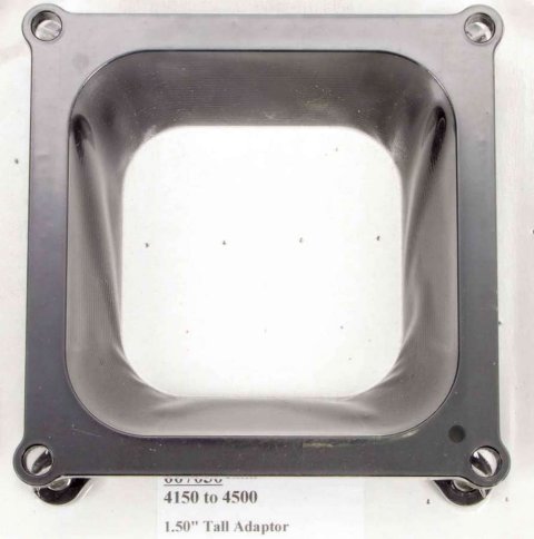 Carburetor Adapter - 1.5 in Thick - Open - Dominator to Square Bore - Aluminum - Black Anodized - Each