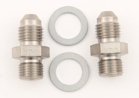 Fitting - Adapter - Straight - 4 AN Male to 7/16-24 in Male Crush Washer Seal - Steel - Nickel Plated - Pair