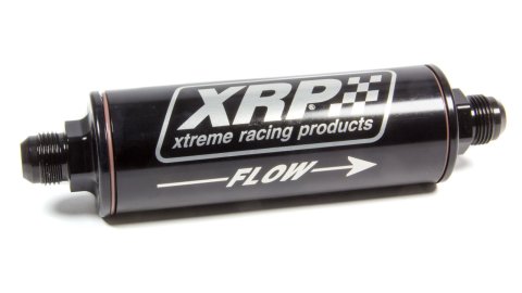 Oil Filter - In-Line - 12 AN Inlet - 12 AN Outlet - 9.6 in Length - Requires Filter - Aluminum - Black Anodized - Each