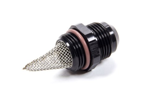 Fitting - Adapter - Straight - 12 AN Male to 12 AN Male O-Ring - Stainless Screen - Aluminum - Black Anodized - Each
