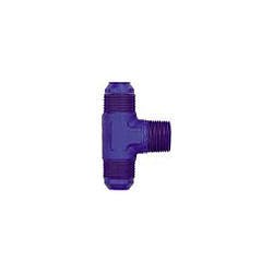 Fitting - Adapter Tee - 4 AN Male x 4 AN Male x 1/8 in NPT Male - Aluminum - Blue Anodized - Each