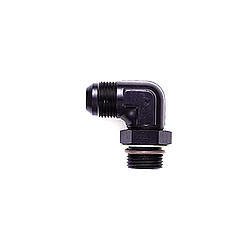 Fitting - Adapter - 90 Degree - 12 AN Male to 10 AN Male O-Ring - Aluminum - Black Anodized - Each