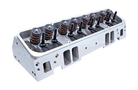 Cylinder Head - Enforcer - Assembled - 2.020 / 1.600 in Valves - 195 cc Intake - 64 cc Chamber - 1.290 in Springs - Angle Plug - Aluminum - Small Block Chevy - Each