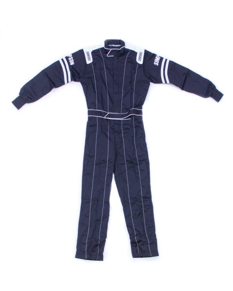 Suit - Legend ll - Driving - 1-Piece - SFI 3.2A/1 - Single Layer - Fire Retardant Cotton - Black / White Stripes - Small - Each