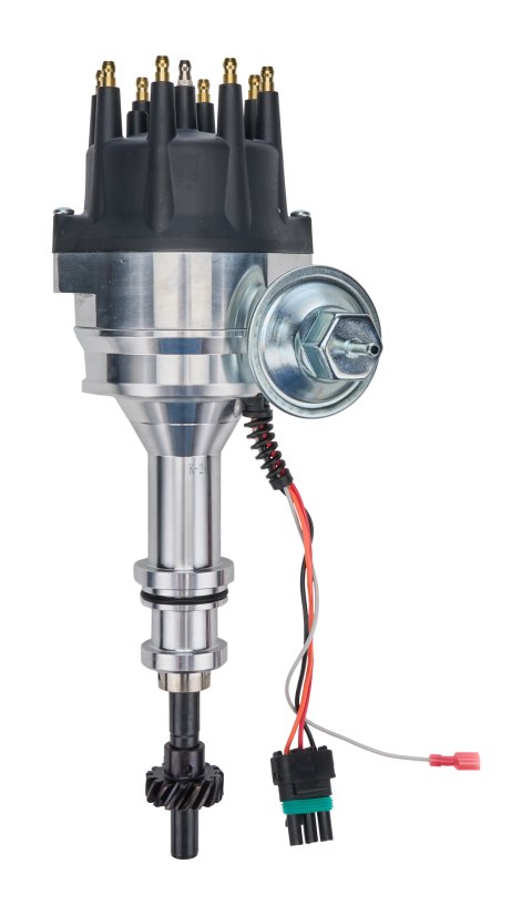 Distributor - Magnetic Pickup - Vacuum Advance - HEI Style Terminal - Rev Limiter - Black - Big Block Ford / Ford Cleveland / Modified - Each