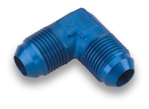Fitting - Adapter - 90 Degree - 10 AN Male to 10 AN Male - Aluminum - Blue Anodized - Each