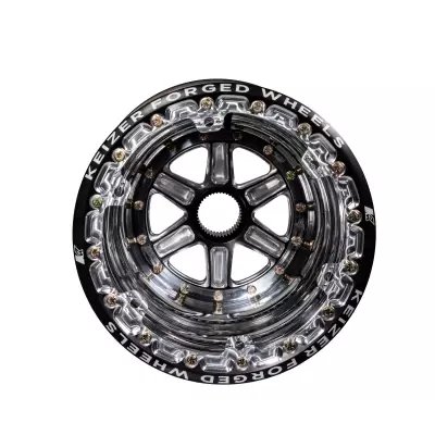 Wheel - 15 x 17 in - 5.000 in Backspace - 42 Spline - Beadlock - Aluminum - Black Anodized / Machined Center - Polished Lip - Each