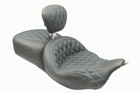Mustang 08-25 Harley FL Touring Rd King Sp, Rd Glide Ltd, Dble Diamond ST Backrest - Black/SB