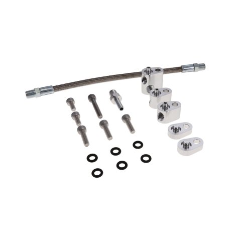 Steam Vent Kit - Fitting / Hardware / Braided Hose / Blockoffs - Aluminum / Stainless - Natural - GM LS-Series - Kit