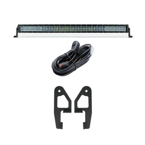 Cali Raised 10-24 Toyota 4Runner Roof Rack Front Light Bar Kit - 42in White Dual Row SPOT Beam