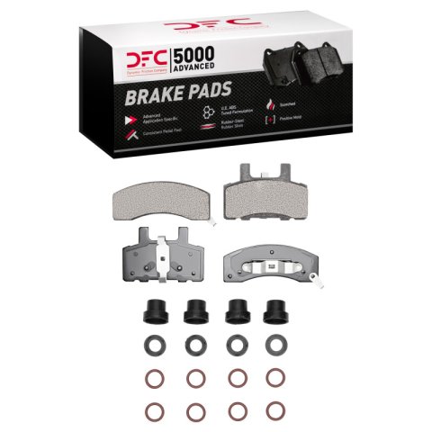 DFC 88-02 Chevrolet K3500 Front 5000 Advanced Semi Metallic Brake Pads and Hardware Kit