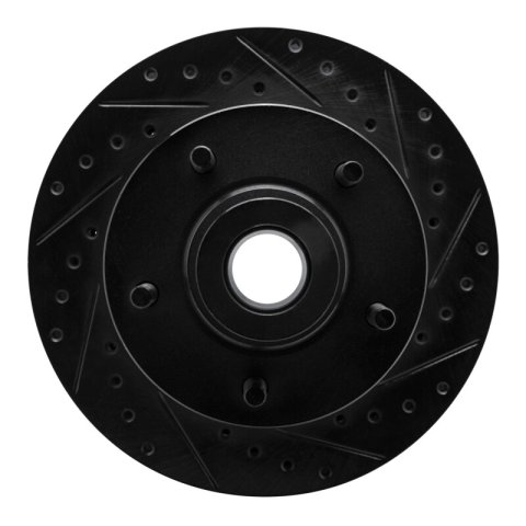 R1 1985-1997 Dodge D100 Front Right Drilled & Slotted Black Brake Rotor