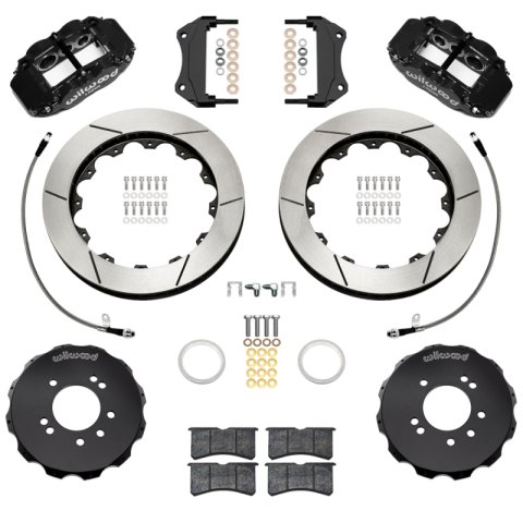 Wilwood 95-98 Nissan Skyline Superlite 6R Front BBK w/ 12.88in Slotted Rotors & Flexlines - Black