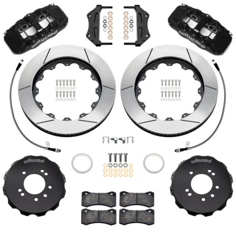 Wilwood 99-02 Nissan Skyline Aerolite 6R Front BBK w/ 14in Slotted Rotors & Flexlines - Black