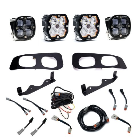 Baja Designs 23-25 Ford Super Duty Squadron Sport/SAE 2.0 Dual Fog Pocket Kit (Diving/Combo) - Clear