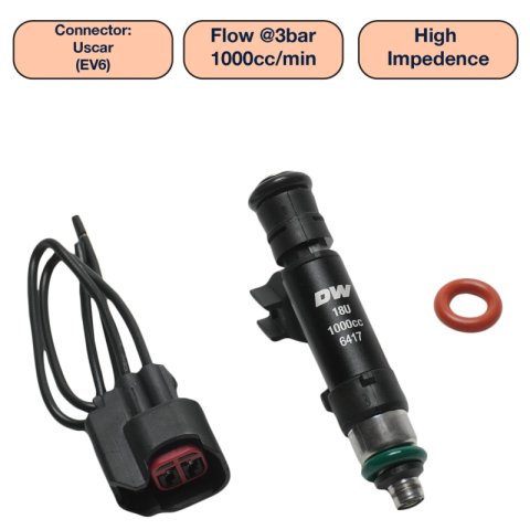 DeatschWerks Universal 1000cc Single Fuel Injector / 60mm Length / 14mm O-Ring Seals
